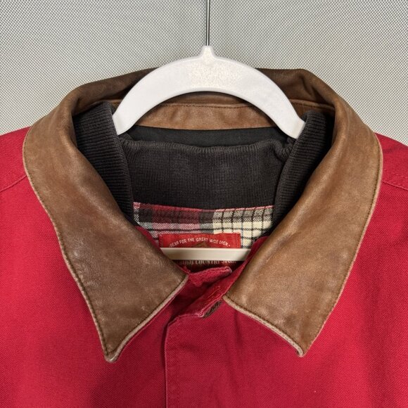 VTG 90s Marlboro Country Store Jacket Coat Men L Red Flannel/Quilt Liner Pockets - Picture 3 of 16